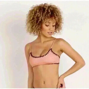 Beach Riot Tori Bikini Top Coral Stitch Size Large